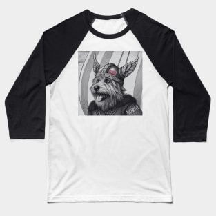 Cute Black and White Viking dog Norway Flag Baseball T-Shirt